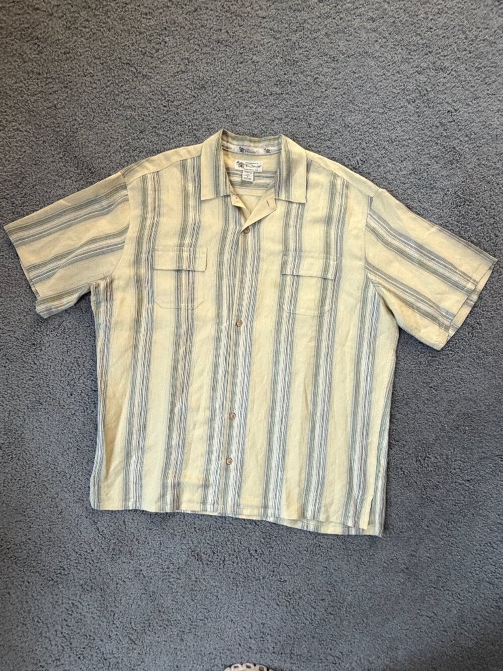 Vintage Sportswear by Roy's Striped Linen and Rayon Camp Shirt 2X - Excel. Cond.